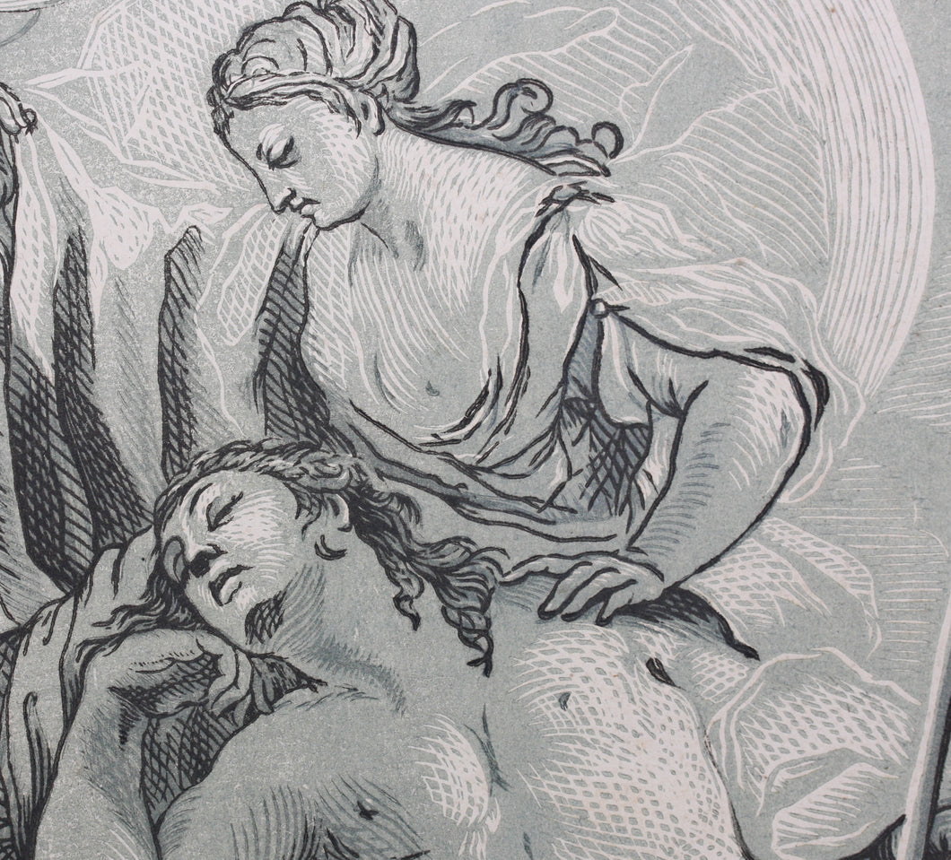 Sebastiano Conca, after. Diane and Endymion. Engraving by Madeleine Françoise Basseporte. 1742.