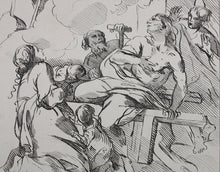 Load image into Gallery viewer, Giacinto Brandi, after. Sick people invoking a holy bishop. Etching by Anne Claude de Caylus. 1742.
