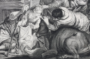 Paolo Veronese, after. Adoration of the shepherds. Engraving by Louis Jacob. 1742.