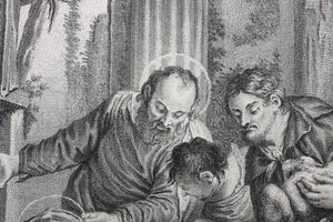 Paolo Veronese, after. Adoration of the shepherds. Engraving by Louis Jacob. 1742.