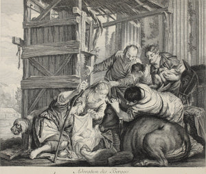 Paolo Veronese, after. Adoration of the shepherds. Engraving by Louis Jacob. 1742.