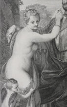 Load image into Gallery viewer, Paolo Veronese, after. Mars disarmed by Venus. Engraving by Michel Aubert. 1742.
