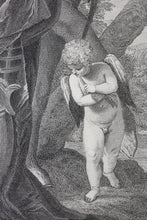 Load image into Gallery viewer, Paolo Veronese, after. Mars disarmed by Venus. Engraving by Michel Aubert. 1742.
