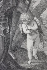 Paolo Veronese, after. Mars disarmed by Venus. Engraving by Michel Aubert. 1742.