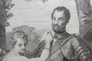 Paolo Veronese, after. Mars disarmed by Venus. Engraving by Michel Aubert. 1742.
