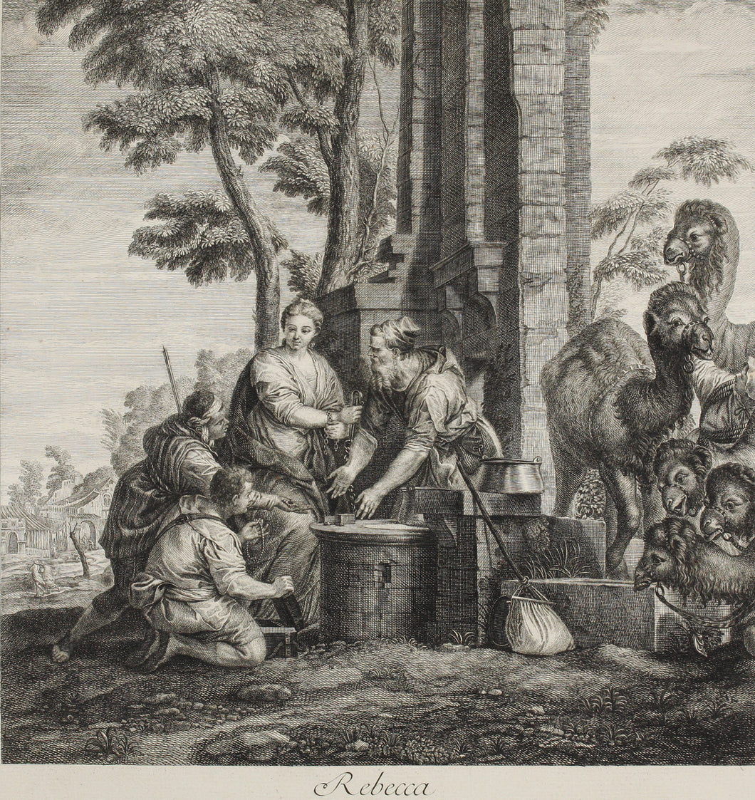 Paolo Veronese, after. Rebecca. Engraving by Jean Moyreau. 1742.