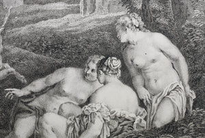 Jacopo Bassano, after. Diana and Actaeon. Engraving by Étienne Fessard. 1742.