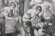 Load image into Gallery viewer, Jacopo Tintoretto, after. The Birth of Saint John the Baptist. Engraving by Frédéric Horthemels. 1742.
