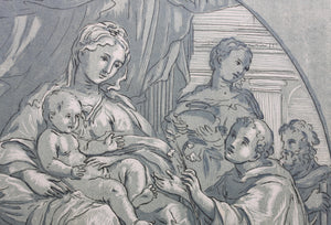 Pietro de' Pietri, after. The Virgin and child with saints. Engraving by Anne Claude de Caylus. 1742.