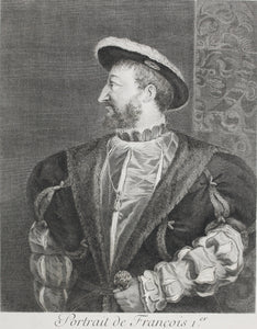 Titian, after. Portrait of François I. Engraving by Gilles Edme Petit. 1742.