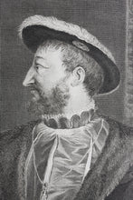 Load image into Gallery viewer, Titian, after. Portrait of François I. Engraving by Gilles Edme Petit. 1742.
