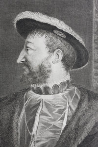 Titian, after. Portrait of François I. Engraving by Gilles Edme Petit. 1742.