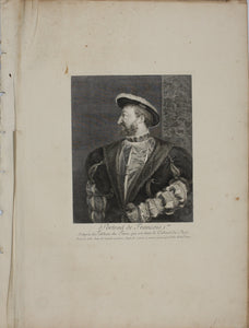 Titian, after. Portrait of François I. Engraving by Gilles Edme Petit. 1742.