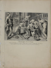 Load image into Gallery viewer, Jacopo Tintoretto, after. The Birth of Saint John the Baptist. Engraving by Frédéric Horthemels. 1742.
