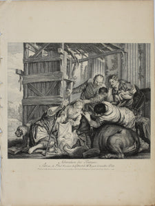 Paolo Veronese, after. Adoration of the shepherds. Engraving by Louis Jacob. 1742.