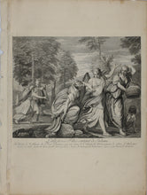Load image into Gallery viewer, Paolo Veronese, after. Lot and his daughters fleeing Sodom. Engraving by Benoît Audran II. 1742.
