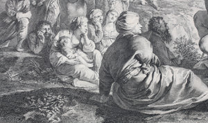 Pier Francesco Mola, after. Preaching of St John. Engraving by Jacques Philippe Le Bas. 1742.