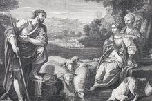 Load image into Gallery viewer, Pier Francesco Mola, after. Jacob meeting Rachel at the well. Engraving by Edmé Jeaurat. 1742.
