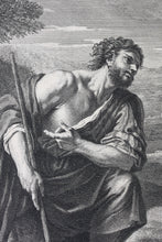 Load image into Gallery viewer, Pier Francesco Mola, after. Jacob meeting Rachel at the well. Engraving by Edmé Jeaurat. 1742.
