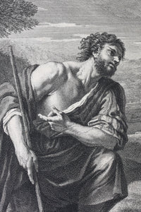 Pier Francesco Mola, after. Jacob meeting Rachel at the well. Engraving by Edmé Jeaurat. 1742.
