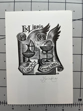 Load image into Gallery viewer, Giannis Kyriakidis . Ex Libris Theodoros Chatzisabbas. Woodcut / Linocut print. 1996.

