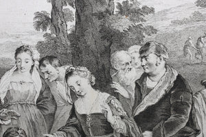 Bonifazio Veronese, after. Moses brought before Pharaoh's daughter. Engraving by Pierre Aveline. 1742.
