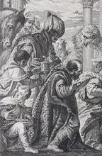 Load image into Gallery viewer, Paolo Veronese, after. Adoration of the Magi. Engraving by Nicolas Gabriel Dupuis. 1742.
