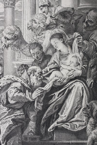 Paolo Veronese, after. Adoration of the Magi. Engraving by Nicolas Gabriel Dupuis. 1742.