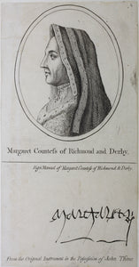 Portrait of Margaret Countess of Richmond and Derby. Etching. Late XVIII C.