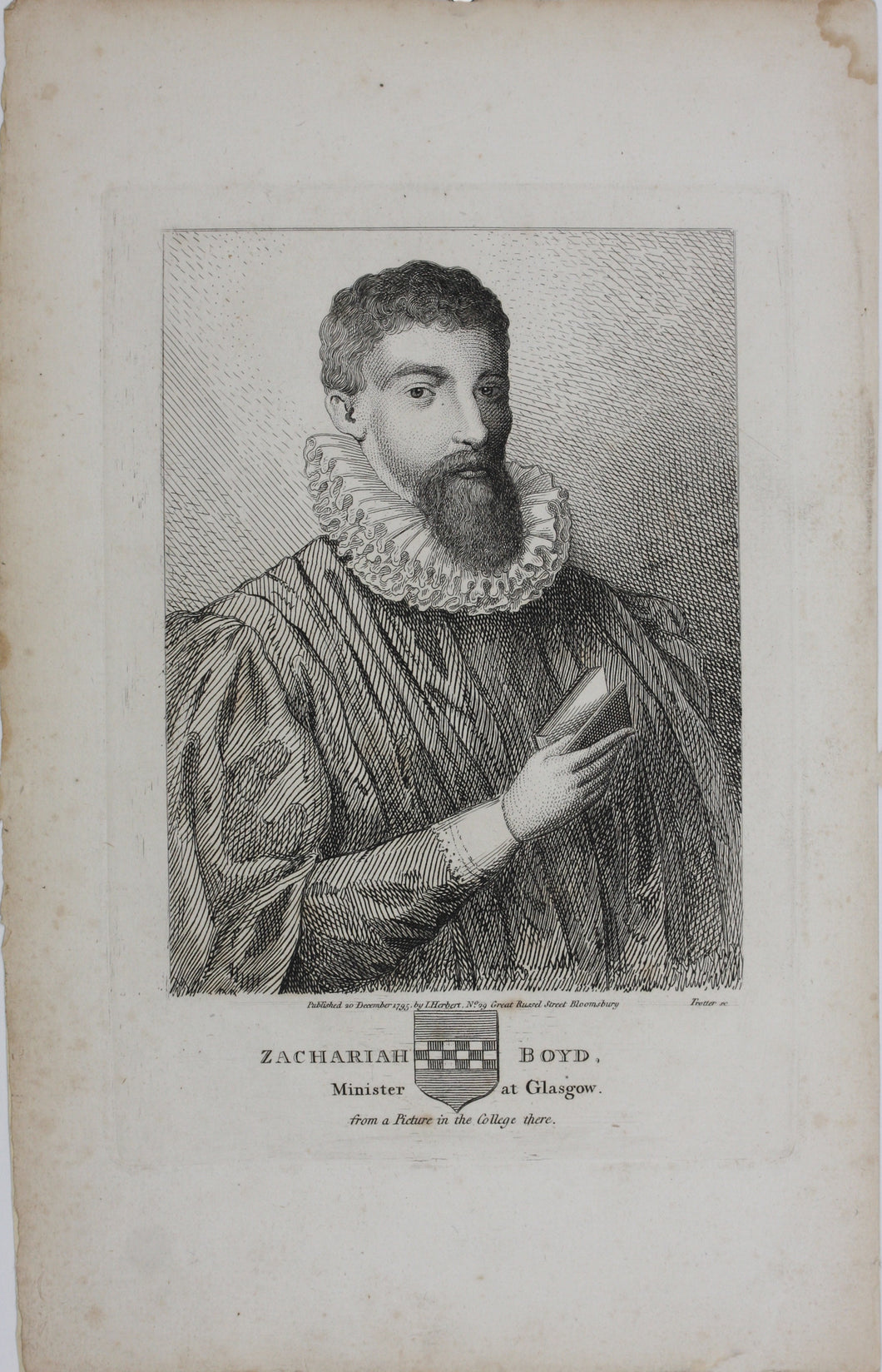 George Jamesone, after. Zachariah Boyd. Engraving by Thomas Trotter. 1795.