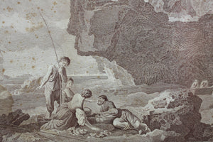 Joseph Vernet, after. Coastal scene. Engraving by Francesco del Pedro. Late XVIII - early XIX C.