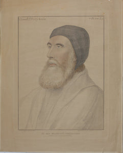 Hans Holbein, after. Portrait of Lord J. Russell, Privy seal with one eye. Engraving by Francesco Bartolozzi. 1796.
