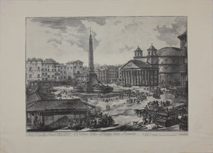 Giovanni Battista Piranesi, after. The Piazza della Rotonda, with the Pantheon and Obelisk. Reprint. XX C.