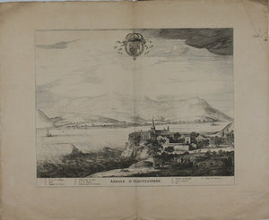 Giovanni Tommaso Borgonio, after. View of Hautecombe Abbey. Engraving. ca 1674.