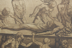 Andrea Mantegna or Antonio Pollaiuolo, after. Mourning over the body of Gattamelata. Etching by Maria Catharina Prestel. 1777.