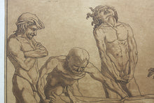 Load image into Gallery viewer, Andrea Mantegna or Antonio Pollaiuolo, after. Mourning over the body of Gattamelata. Etching by Maria Catharina Prestel. 1777.
