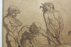 Andrea Mantegna or Antonio Pollaiuolo, after. Mourning over the body of Gattamelata. Etching by Maria Catharina Prestel. 1777.