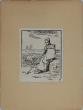 Load image into Gallery viewer, Jean-François Millet, after. Seated Shepherdess. Woodcut by Jean-Baptiste Millet. XIX C..
