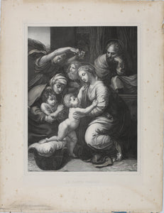 Raphael, after. Gérard Edelinck, after. The Holy Family of Francis I. Lithograph by Collette & Sanson. C. 1844.