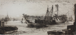 Francis Seymour Haden, after. Breaking up of the Agamemnon. Etching by Auguste Barry. 1880.