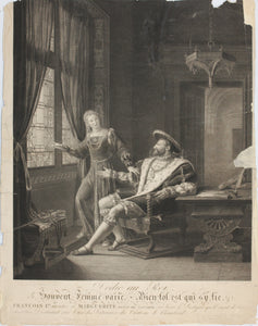 Fleury François Richard, after. Women are fickle and who trusts them is a fool. Engraving by Auguste-Gaspard-Louis Desnoyers. 1817.