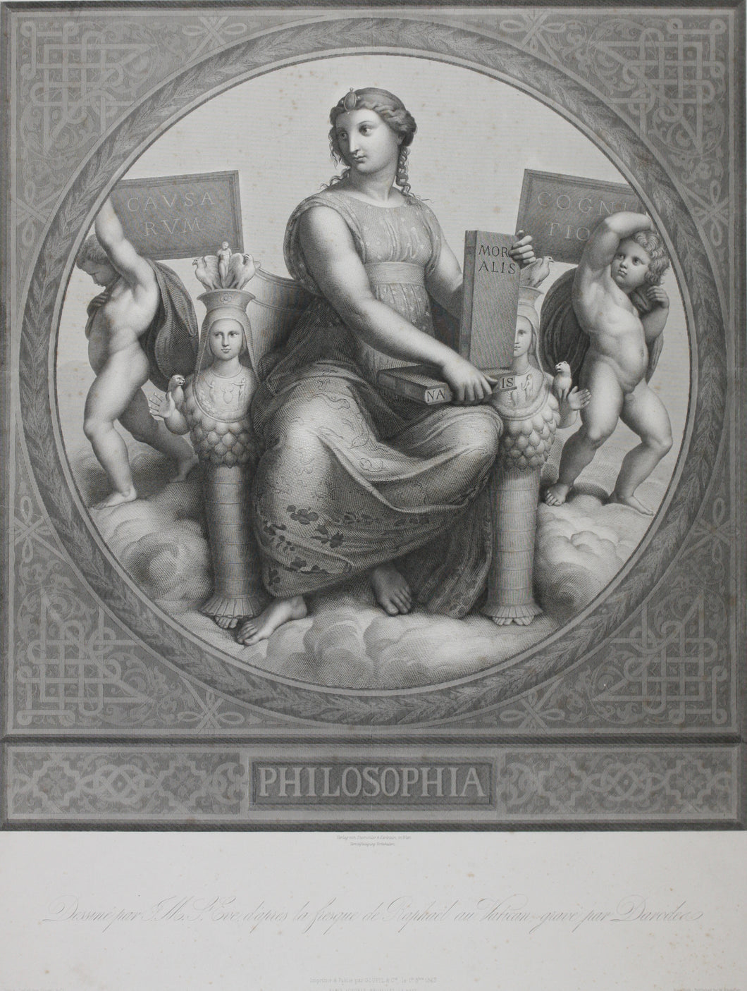 Raphael, after. Philosophia. Engraving by Louis-Auguste Darodes.