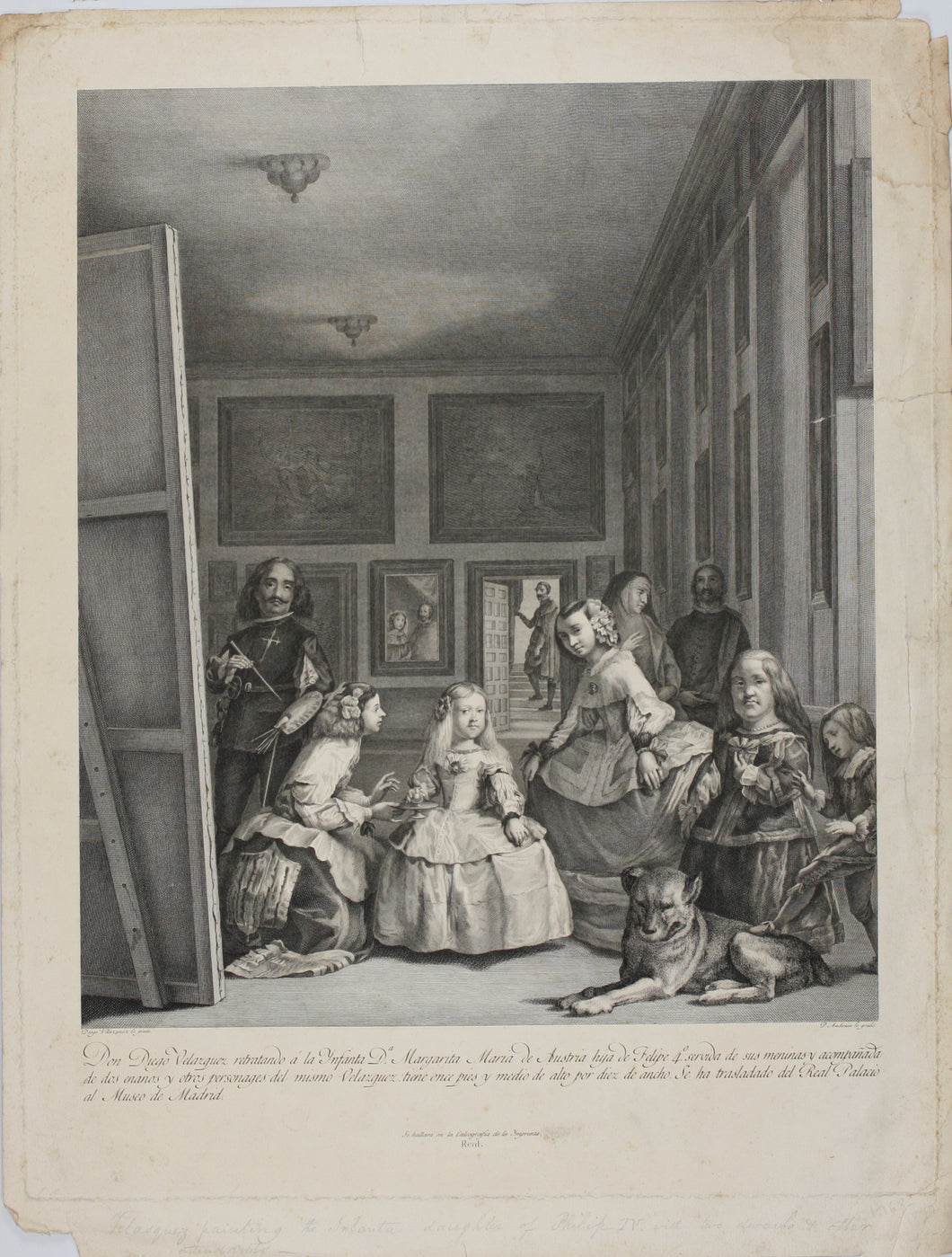 Diego Velázquez, after. Las Meninas. Engraving by Pierre Audouin. 1791-1798.