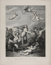 Load image into Gallery viewer, Raphael, after. The triumph of Galatea. Engraving by Joseph Théodore Richomme. 1820.
