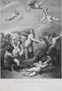 Raphael, after. The triumph of Galatea. Engraving by Joseph Théodore Richomme. 1820.