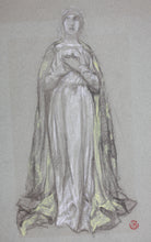 Load image into Gallery viewer, Lee Woodward Zeigler. Female figure in medieval clothes. Charcoal. Early XX C.
