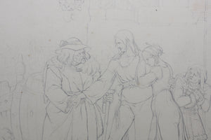 Peter Johann Nepomuk Geiger, after. Scene with a Man being taken Prisoner. Pencil drawing by Jakob Gauermann. 1838-1840.