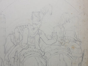 Peter Johann Nepomuk Geiger, after. Scene with a Man being taken Prisoner. Pencil drawing by Jakob Gauermann. 1838-1840.