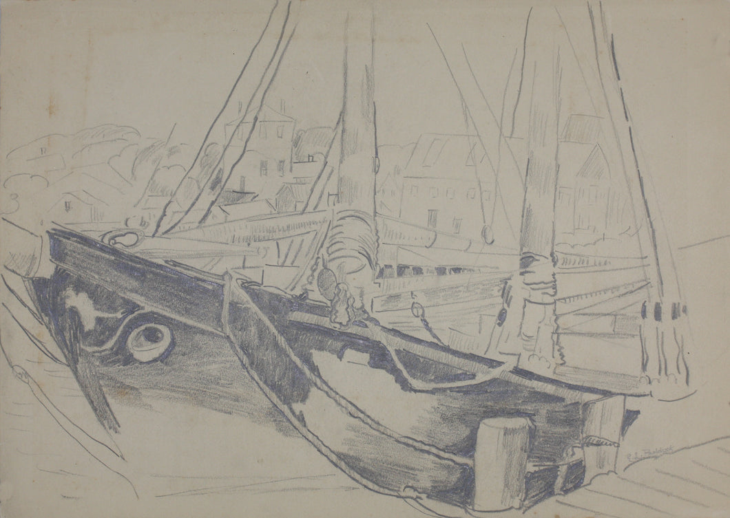 Ethel Louise Paddock. Boats in the Harbor. Pencil drawing. Mid XX C.