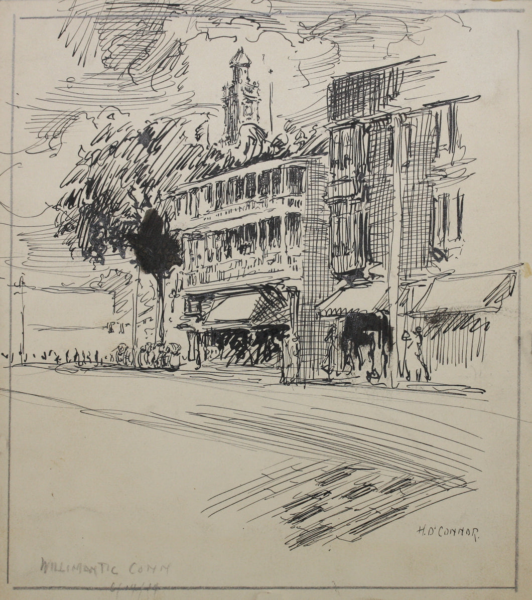 Henry Michael O'Connor. Willimantic. Ink drawing. 1914.